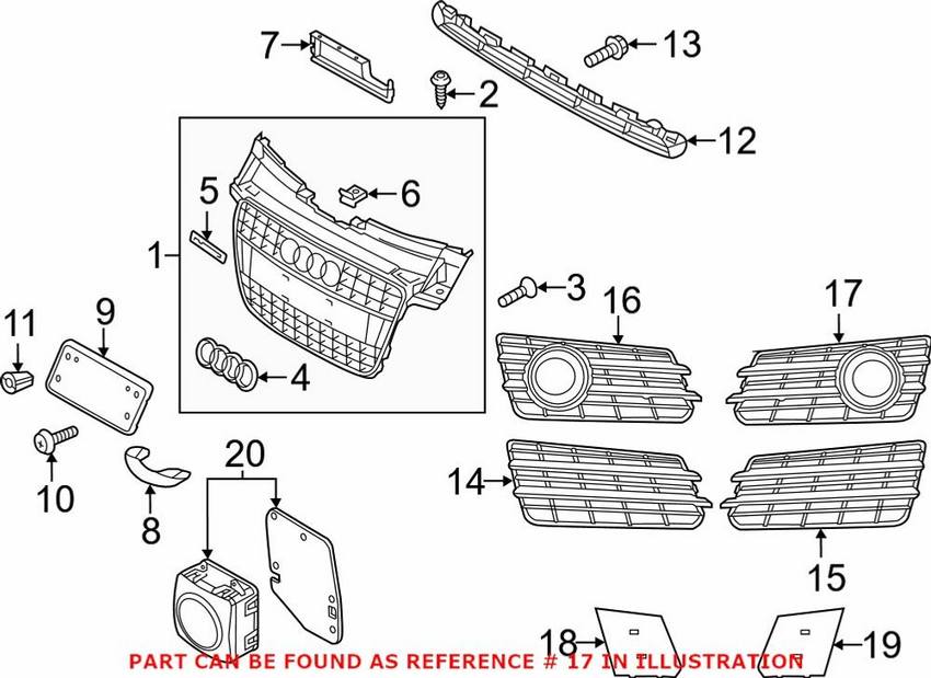 Audi Grille - Front Driver Side Outer 4G8807647A9B9